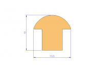 Profil en Silicone P93690A - format de type T - forme irrégulier