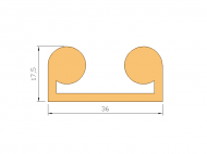 Profil en Silicone P937C - format de type Double p/b massif - forme irrégulier