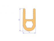 Profil en Silicone P93958A - format de type U - forme irrégulier