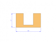 Profil en Silicone P93991A - format de type U - forme irrégulier