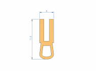 Profil en Silicone P94213S - format de type U - forme irrégulier