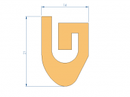 Profil en Silicone P94850L - format de type U - forme irrégulier