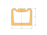 Profil en Silicone P95240AC - format de type D - forme irrégulier