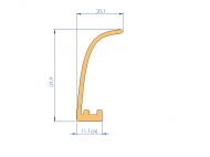 Profil en Silicone P96301C - format de type L - forme irrégulier