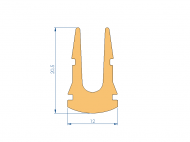 Profil en Silicone P96845B - format de type U - forme irrégulier