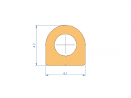 Profil en Silicone P96913BU - format de type D - forme irrégulier