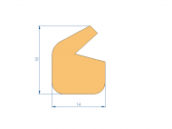 Profil en Silicone P97021R - format de type Labiée - forme irrégulier