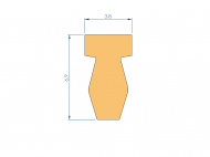 Profil en Silicone P97187B - format de type T - forme irrégulier