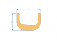 Silicone Profile P10041Y - type format U - irregular shape