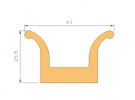 Silicone Profile P1031A - type format U - irregular shape