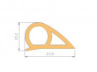 Silicone Profile P105H - type format solid b/p shape - irregular shape