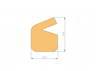 Silicone Profile P10822GZ - type format Lipped - irregular shape