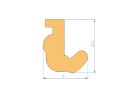 Silicone Profile P10822K - type format L - irregular shape
