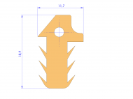 Silicone Profile P10899E - type format Double Hole - irregular shape