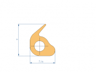 Silicone Profile P10899P - type format Lipped - irregular shape