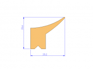 Silicone Profile P11185F - type format Lipped - irregular shape