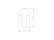 Silicone Profile P1152HH - type format T - irregular shape