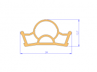 Silicone Profile P1152I - type format Double Hole - irregular shape