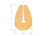 Silicone Profile P1218F - type format U - irregular shape