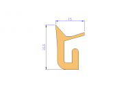 Silicone Profile P1228AW - type format U - irregular shape