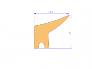 Silicone Profile P1228BN - type format Lipped - irregular shape