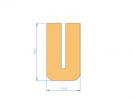 Silicone Profile P1228BS - type format U - irregular shape