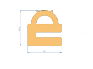 Silicone Profile P1228DV - type format e - irregular shape