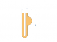 Silicone Profile P1228FM - type format U - irregular shape