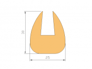 Silicone Profile P1228Q - type format U - irregular shape