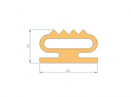 Silicone Profile P1281BP - type format Double Hole - irregular shape