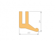 Silicone Profile P128A - type format U - irregular shape