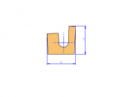 Silicone Profile P1454C - type format U - irregular shape