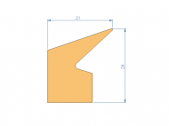 Silicone Profile P1514BW - type format Lipped - irregular shape