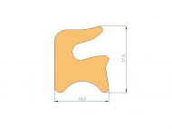 Silicone Profile P1612BG - type format Lipped - irregular shape