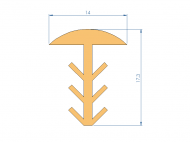 Silicone Profile P1630B - type format T - irregular shape