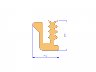 Silicone Profile P1655A - type format U - irregular shape
