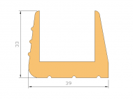 Silicone Profile P1735A - type format U - irregular shape