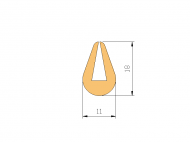 Silicone Profile P175Z - type format U - irregular shape