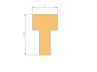 Silicone Profile P2055AN - type format T - irregular shape