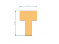 Silicone Profile P2055AP - type format T - irregular shape