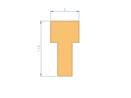 Silicone Profile P2055AQ - type format T - irregular shape