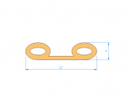 Silicone Profile P213D - type format Double compact b/p - irregular shape