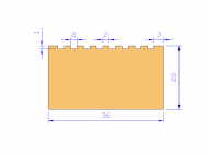 Silicone Profile P2222X - type format Rectangle - regular shape