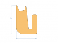 Silicone Profile P2231L - type format U - irregular shape