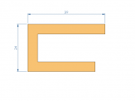 Silicone Profile P2363A - type format U - irregular shape