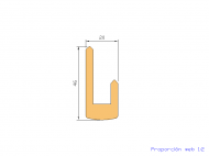 Silicone Profile P2379A - type format U - irregular shape