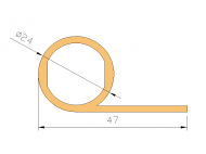 Silicone Profile P241 - type format solid b/p shape - irregular shape