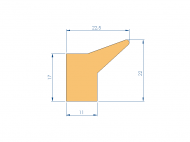 Silicone Profile P2448C - type format Lipped - irregular shape