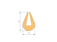 Silicone Profile P2595A - type format U - irregular shape