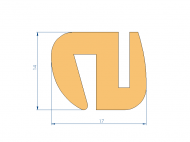 Silicone Profile P2618L - type format U - irregular shape